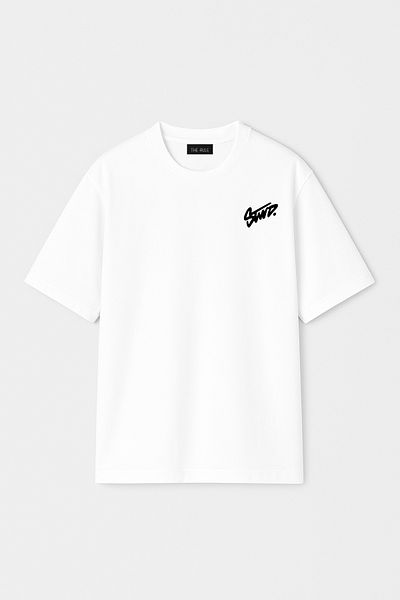 THE RULE Tricou alb unisex, cu imprimeu supradimensionat, 100% bumbac, cu croială largă, cu textura moale, cu decolteu rotund