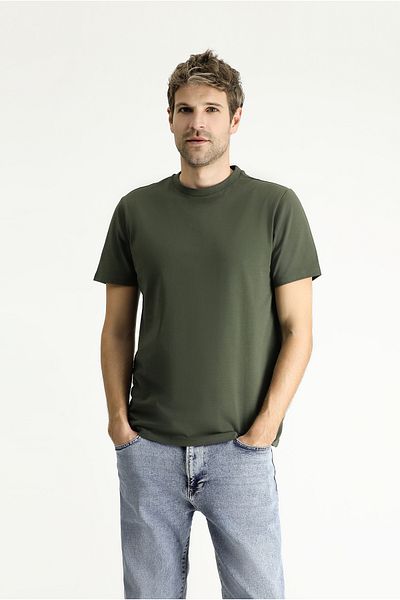 Kiğılı Tricou din bumbac, cu decolteu, cu croiala normală