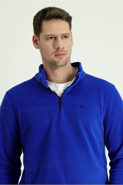 Kiğılı Half Zippered Embroidered Fleece Sweatshirt