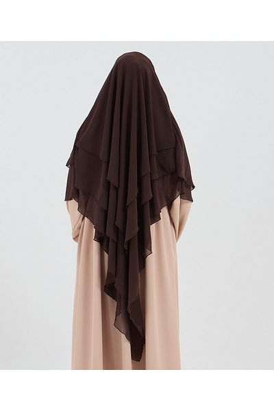 Mihrisina collection 3 Layer Souffle Brown Khimar Hijab Islamic Hijab Souffle