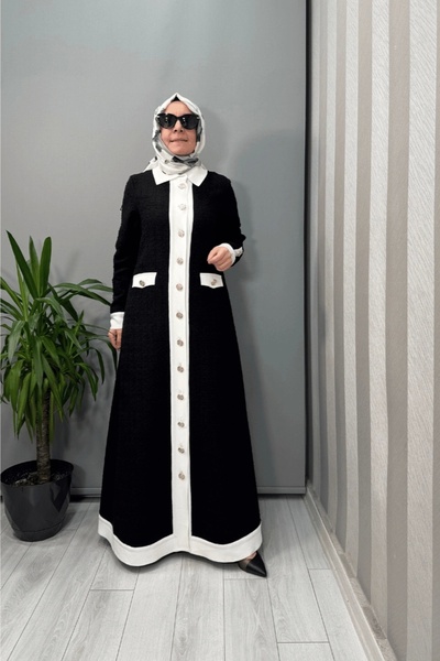 MISS DALIDA Tüvit Kumaş Uzun Şık Kap Siyah T25Y-4057