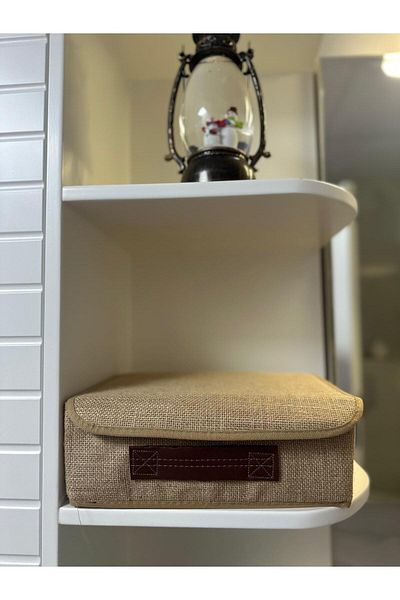 Eyfe Home Jute Lid Cabinet Drawer Inside Jewelry Makeup Laundry Folding Storage Box Organizer 30x23x11 cm