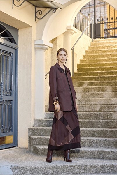 MissWhence Brown Patchwork Skirt - 36923