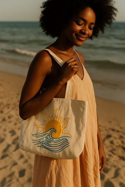 Rell Home Sun Sea Patterned Punch Embroidered Summer Bag Beach Bag 45X32 cm