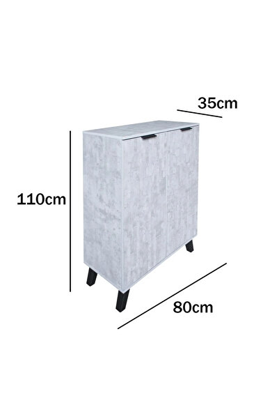 Generic Wooden Shoe Cabinet Malaysian 2 Door 5 Levels - Light Gray