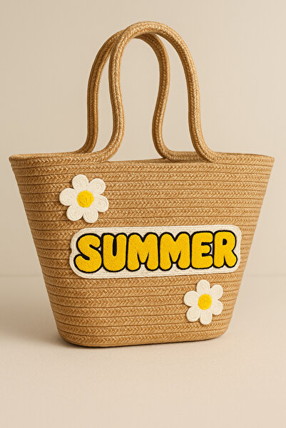 Rell Home Καλοκαιρινή τσάντα παραλίας με μοτίβο μαργαρίτας με λεπτομέρεια από γιούτα 40x25 εκ.