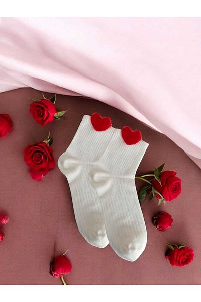 HAYEL 2 Pairs Women's College Socket Derby Heart Patterned Seamless Cotton High Quality Socks