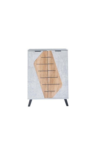 Generic Malaysian Wood Shoe Cabinet, 2 Doors, 5 Layers