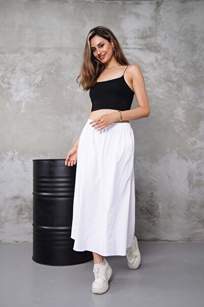 Gülmude Μακριά ελαστική φούστα μέσης - Τσέπη φλέτο - Εποχιακή (90cm)