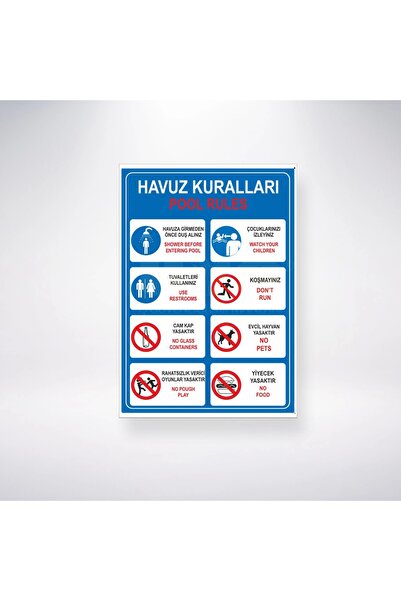 Genel Markalar Havuz Kuralları 21x35 Arkası Sticker