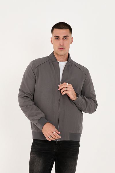 LEBS Men's Summer Coat with Zippered Bottom and Ribbed Bottom