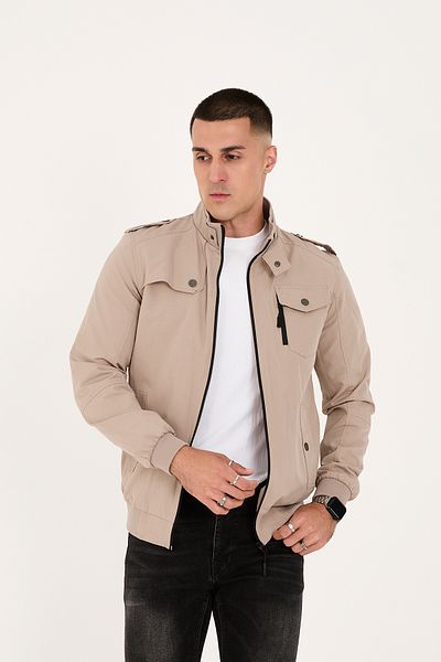 LEBS Men's Stand Collar Zippered Summer Coat