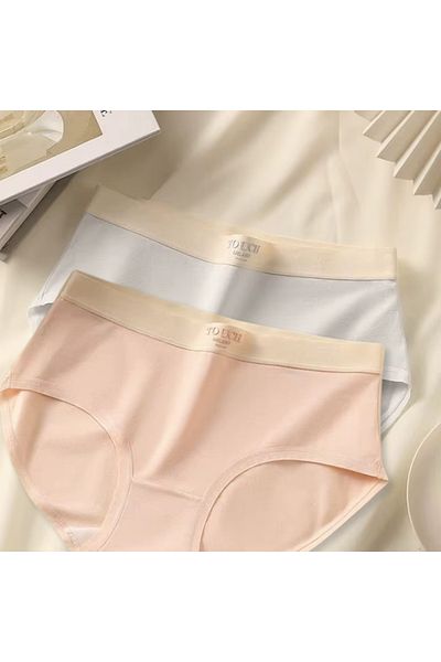BUSYET Mlınao Series Blue - Pink 2 Pieces Cotton Panties Alphabet Pattern Comfortable Underwear with Elastic Waist