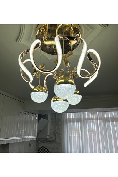 Avize Ahtapot Sarı 4 Toplu 3 Renk Led Avize