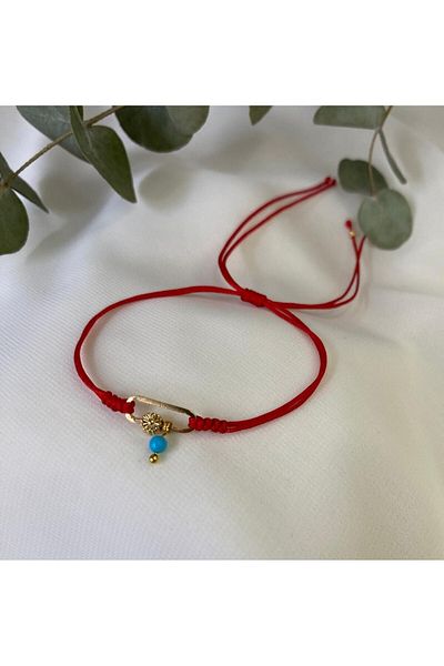 sabiha aksesuar Minimal Design Real Turquoise Stone Rope Bracelet,Luck,Friend Bracelet