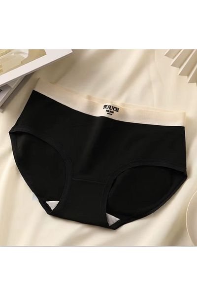 BUSYET Mlınao Series Black - Yellow 2 Pieces Cotton Panties Alphabet Pattern Comfortable Underwear with Elastic Waist