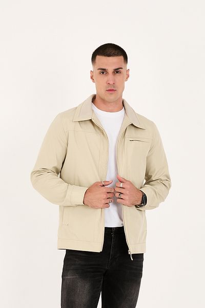 LEBS Men's Collar Ribbed Summer Coat