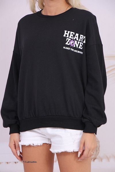 Aslında Look Sweat scris Heart Zone