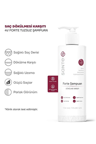 SantePlus Yoğun Saç Dökülmesi Karşıtı Biotin & Keratin 4v Forte Şampuan 250 ml