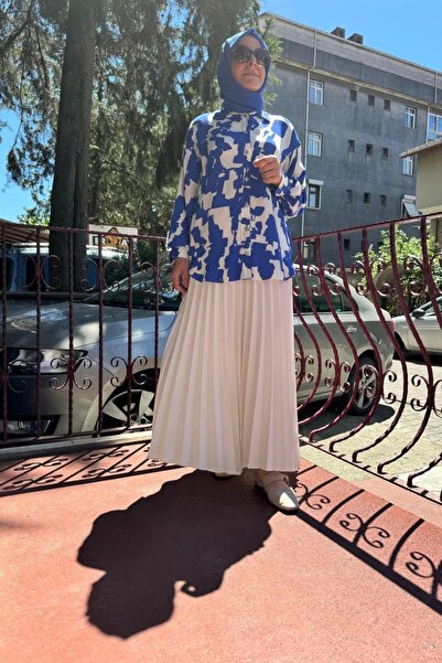 AlMarwah Blue Patterned Cotton Shirt -101958