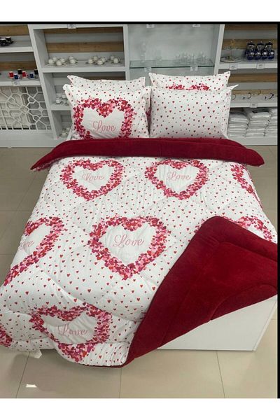 VİLERA HOME Pofuduk Love Patterned Double Personality Welsoft Air-Permeable Pillow Case Duvet