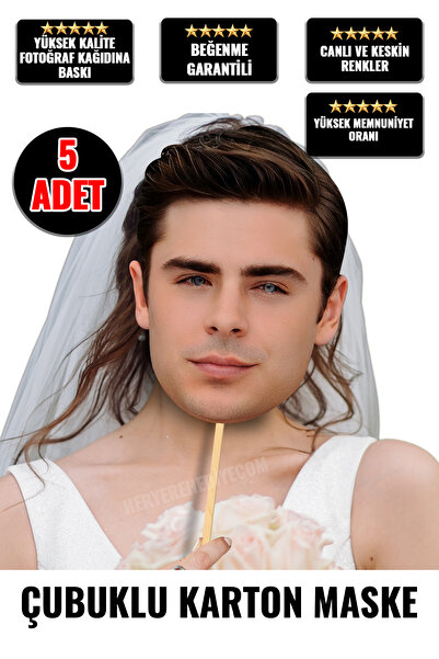 heryerehediye Bekarlığa Veda, Kına Gecesi Yüz Maskesi 5 Adet, Kalın Kuşe Bask...