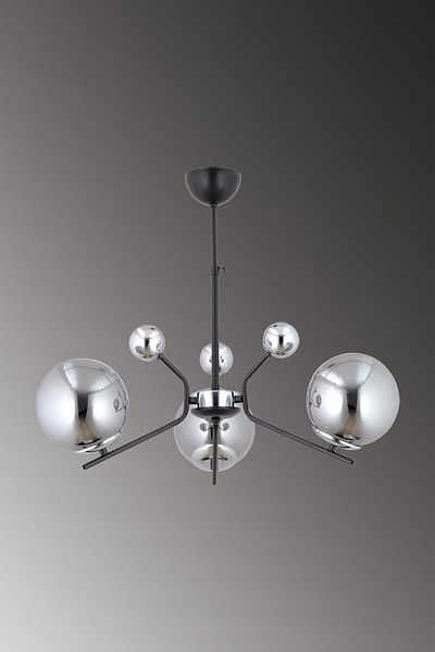 ESSLİGHT Beste 3-Piece Chrome Chandelier (with Smoked Glass) Living Room Bedroom Kitchen Young Room Office
