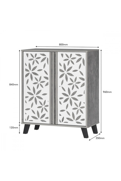 Generic 4-Layer Shoe Cabinet - Malaysian Wood - Gray and White