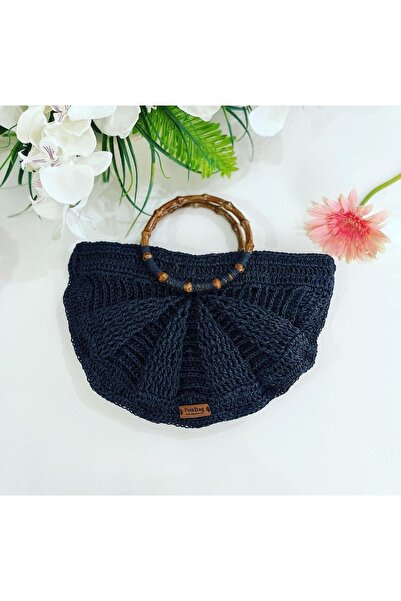 PİNKBAG حقيبة يد بلح البحر مصنوعة يدويًا من القش