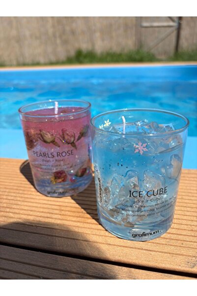 grafimum İce Cube Bardak Jel Mum Özel Seri Tasarım Jel Mum Kokulu Dekoratif Objemum