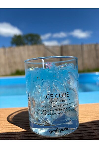 grafimum İce Cube Bardak Jel Mum Özel Seri Tasarım Jel Mum Kokulu Dekoratif Objemum