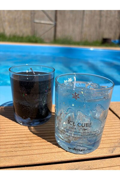 grafimum İce Cube Bardak Jel Mum Özel Seri Tasarım Jel Mum Kokulu Dekoratif Objemum