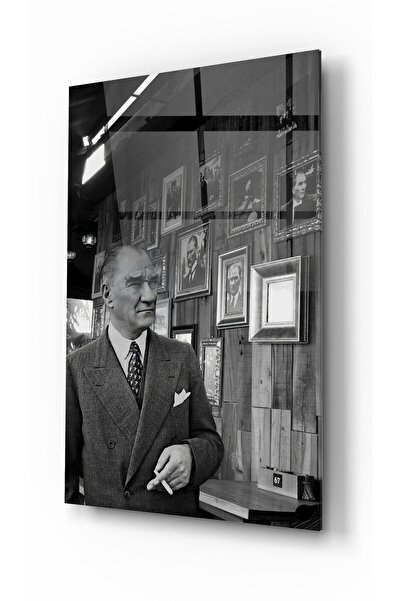ACRES Atatürk Portre Mustafa Kemal Atatürk Dikdörtgen Dekoratif Cam Tablo