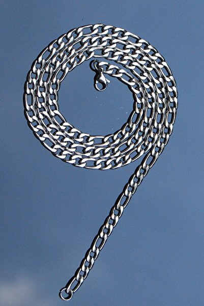 Rua Jewelry قلادة فيجارو موديل سلسلة ستانلس ستيل لون فضي - 5 ملم ضمان سنتين