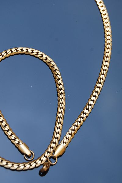 Rua Jewelry Steel Gourmet Crush Patterned Necklace 5 mm Gold Color |   No Tarnish, Unisex, 2 Years Warranty