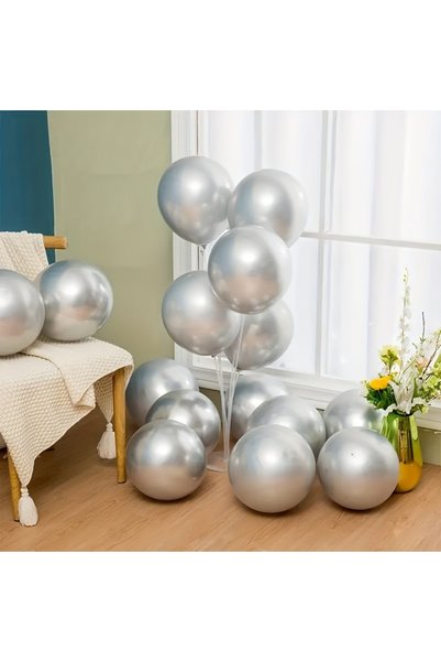 Dekals 10Pcs 5 Inch12 cm Metallic Silver Silver Gray Balloon Birthday Balloon Mini Balloon
