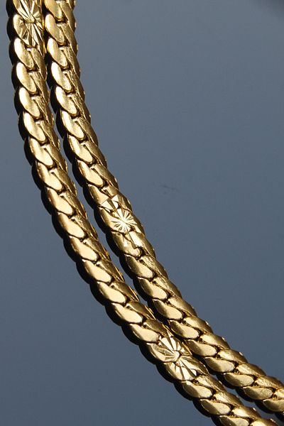 Rua Jewelry Engraved Crushed Gourmet Chain Stainless Steel Necklace Gold Color - 3mm 2 Years Warranty