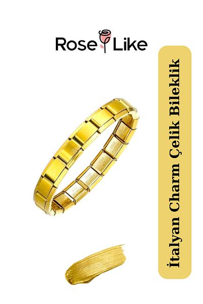 RoseLike Italian Charm Bracelet - Without Text - Golden Yellow