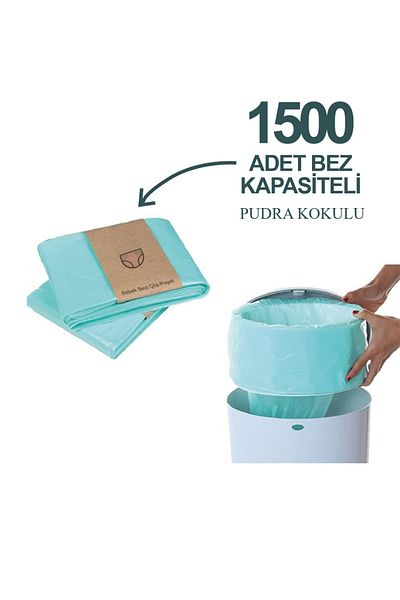 Korbell 3 Pack Powder Scented Garbage Bags with a Capacity of 1500 Baby Diapers, Compatible with 16L Garbage Cans