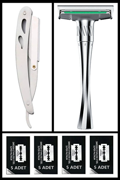 Qualis Q9 Full Metal Manuel Tıraş Makinesi U3 Full Metal Ustura 20 Adet Plati...
