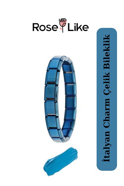 RoseLike Italian Charm Bracelet - Without Text - Blue