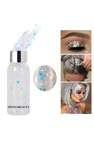 NİYENABEAUTY Şeffaf Yüz Ve Vücut Parlatıcı Sim Glitter Jel 30 ml