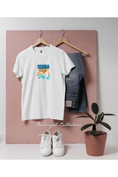 bahriyeli.jpeg Μπλουζάκι Unisex με σχέδιο oversized Scuba Diver Silhouette
