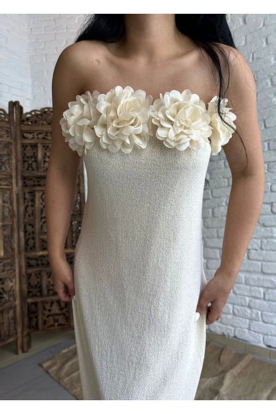 moneta boutique Rochie de damă tricotată cu modele florale