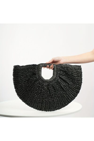 WOMANBAG Black Colored 48X30Cm Beach Bag Design