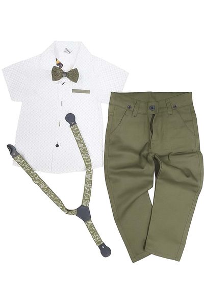 Mnk Baby&Kids Baby Boy Suit with Long Gabardine Trousers and Shirt M00744 Green