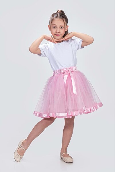 Mnk Baby&Kids Σατέν Ριγέ Tutu Κοριτσίστικη Φούστα M00728 ΡΟΖ