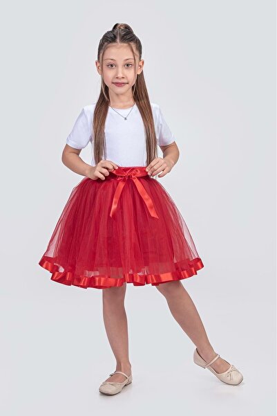 Mnk Baby&Kids Satin Striped Tutu Girl's Skirt M00728 Red