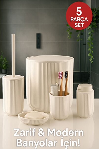 Open Home Concept 5 Parça Banyo Seti Bej