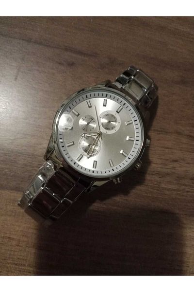 Brality Steel Cord Men's Wrist Watch- Silver Color Case- Silver Color Cord - Silver Circle Detailed- 6058